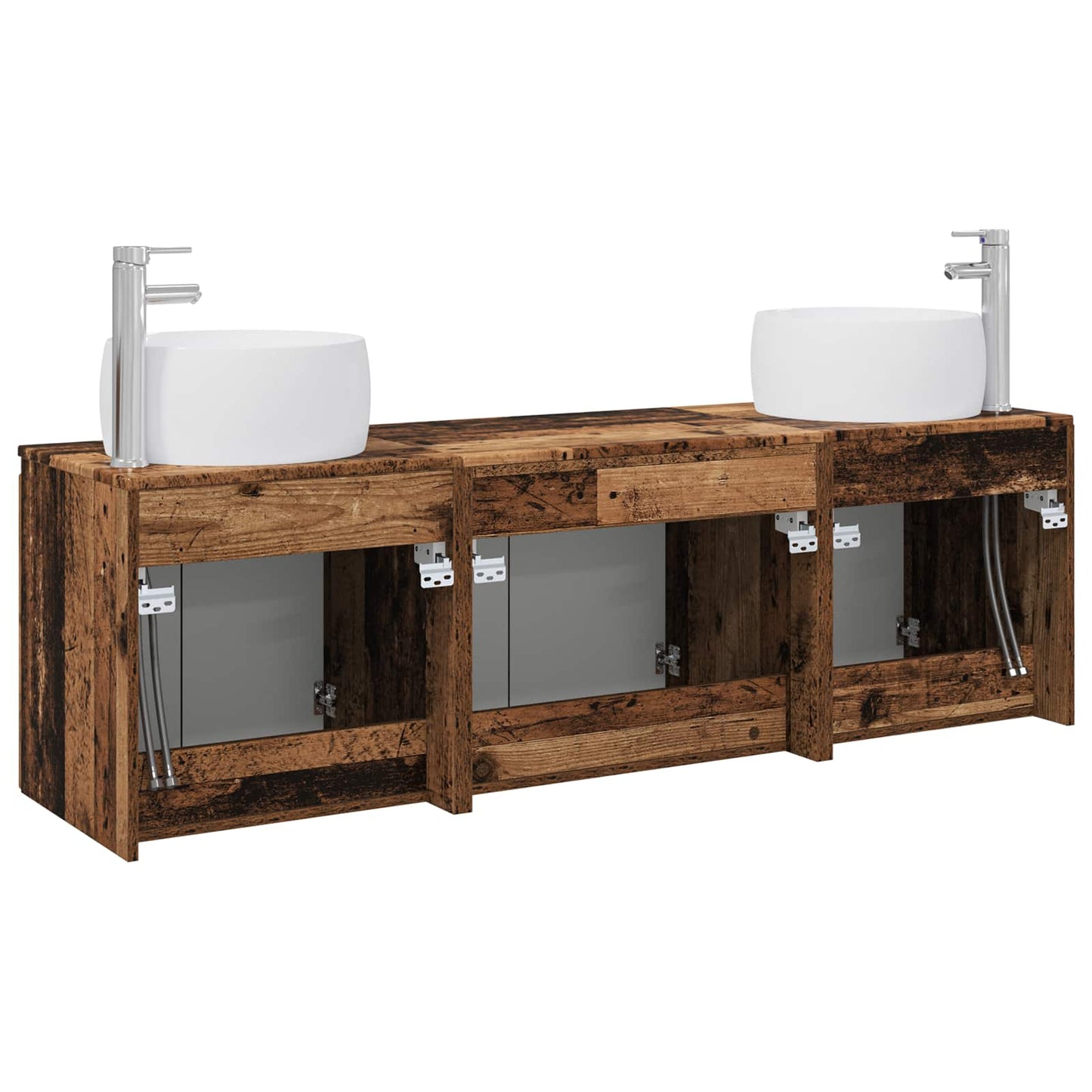 Baderomsskapsett 3 stk. Gammelt tre 49,5 x 44,5 x 66 cm