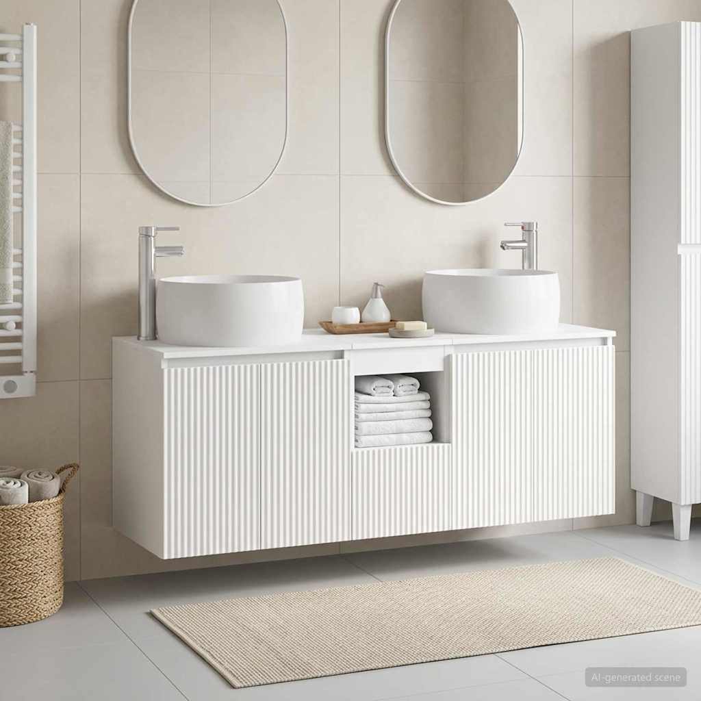 Baderomsskapsett 3 stk. Hvit 49,5 x 44,5 x 66 cm Konstruert tre