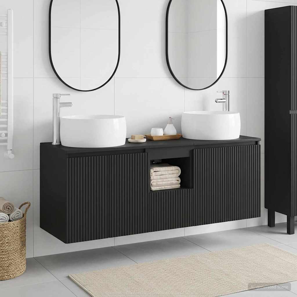 Baderomsskapsett 3 stk. Svart 49,5 x 44,5 x 66 cm