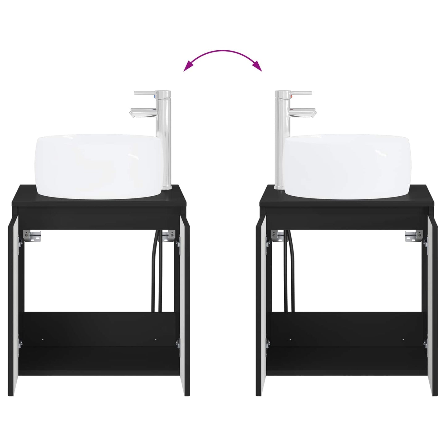 Baderomsskapsett 3 stk. Svart 49,5 x 44,5 x 66 cm