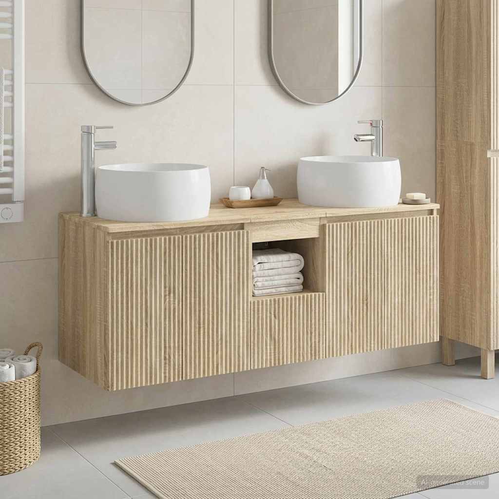 Baderomsskapsett 3 stk. Sonoma eik 49,5 x 44,5 x 66 cm