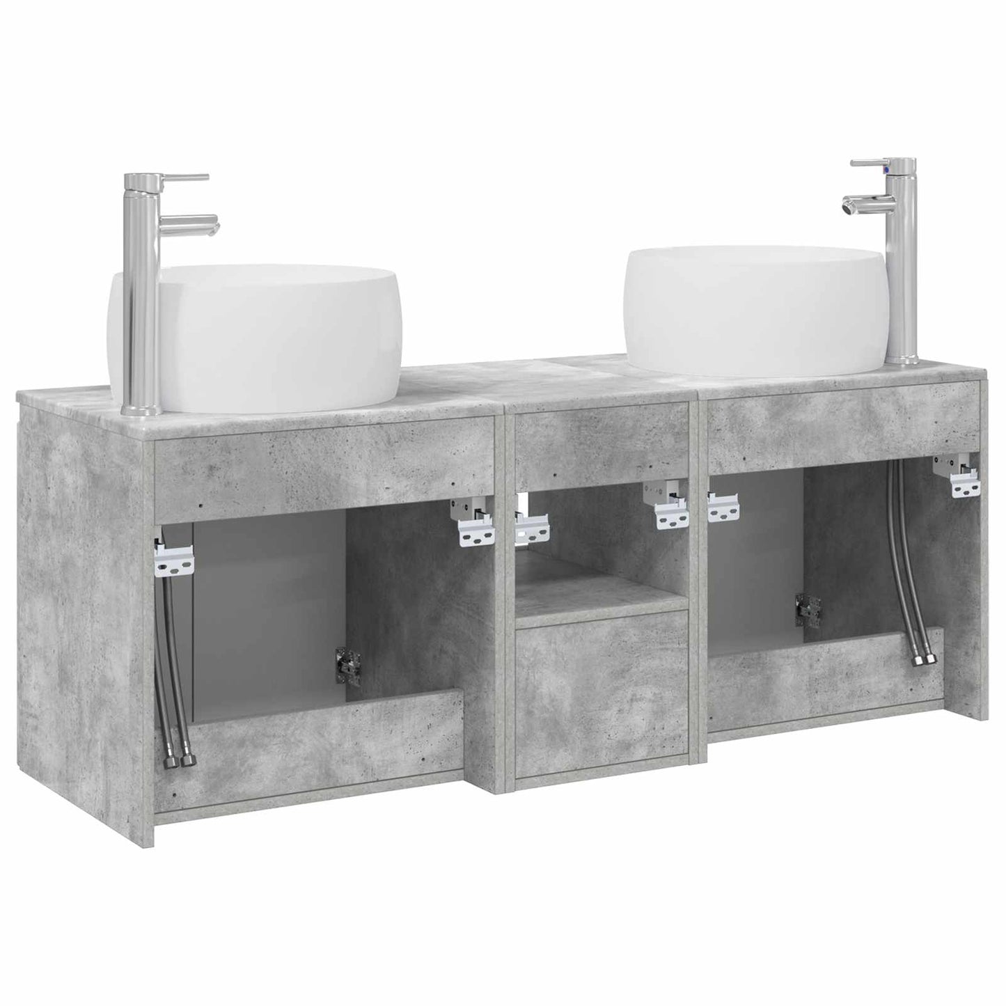 Baderomsskapsett 3 stk. Betonggrå 49,5 x 44,5 x 66 cm