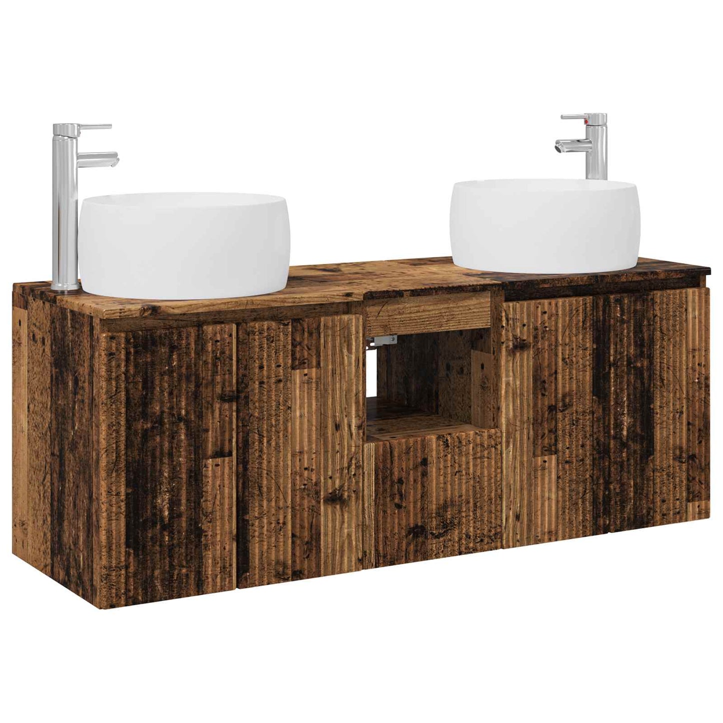 Baderomsskapsett 3 stk. Gammelt tre 49,5 x 44,5 x 66 cm