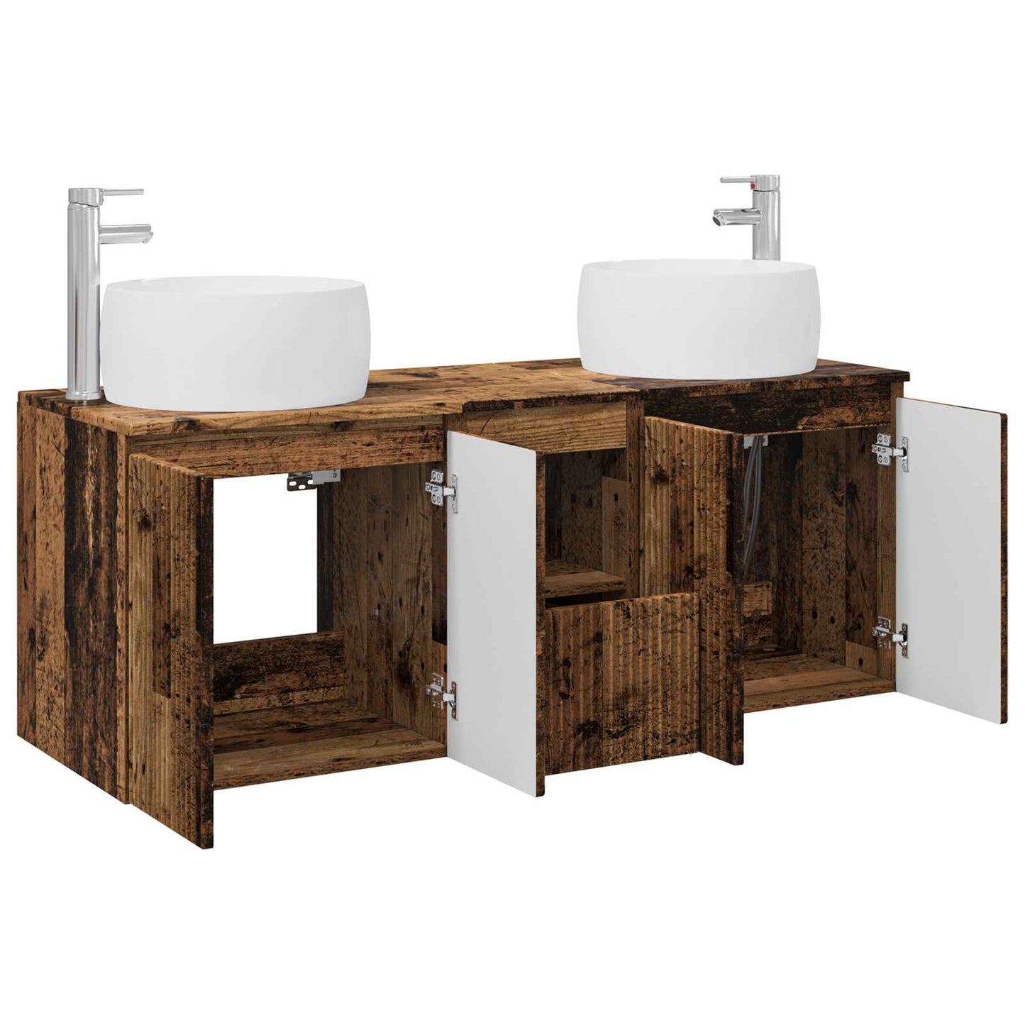 Baderomsskapsett 3 stk. Gammelt tre 49,5 x 44,5 x 66 cm