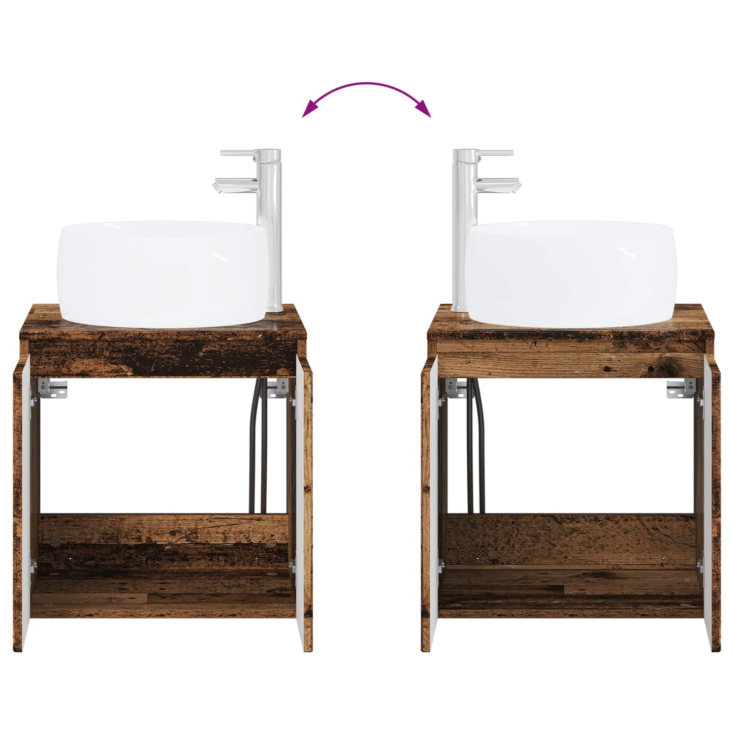 Baderomsskapsett 3 stk. Gammelt tre 49,5 x 44,5 x 66 cm