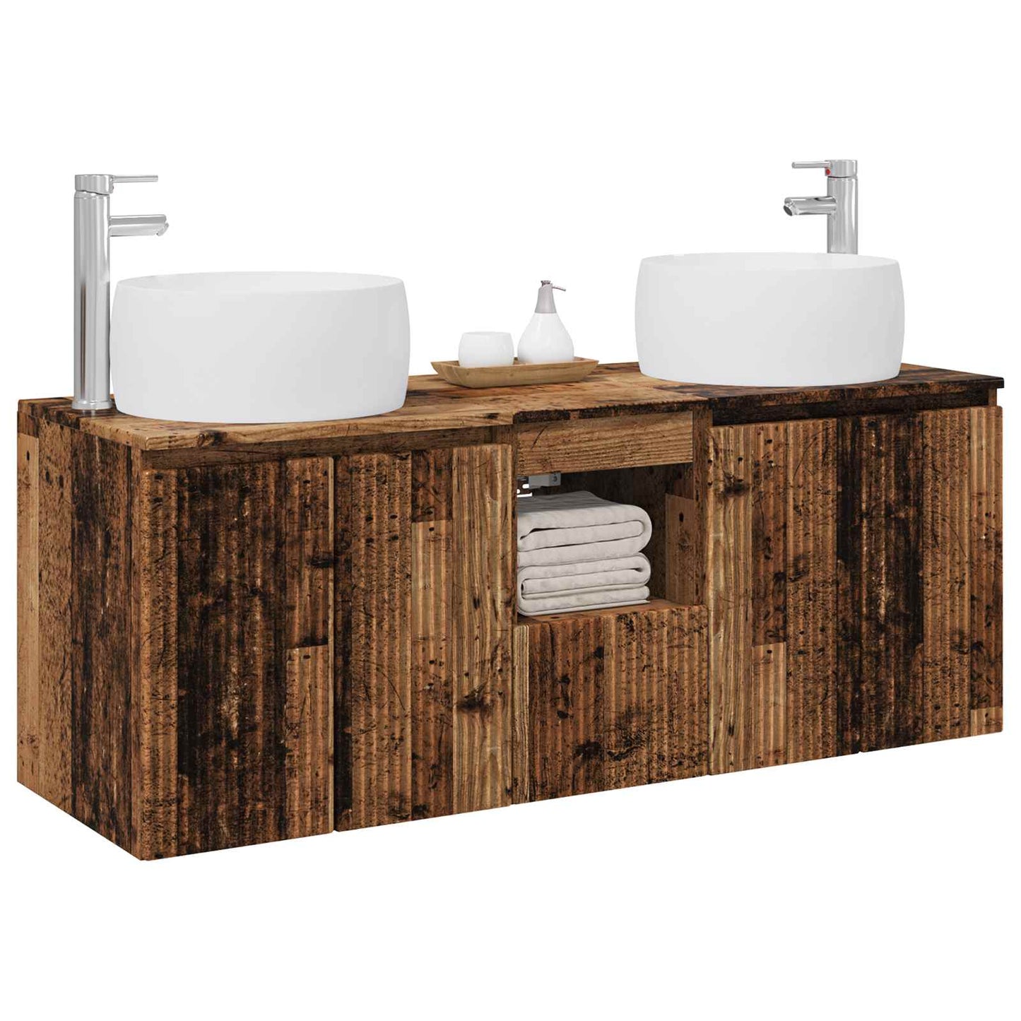 Baderomsskapsett 3 stk. Gammelt tre 49,5 x 44,5 x 66 cm