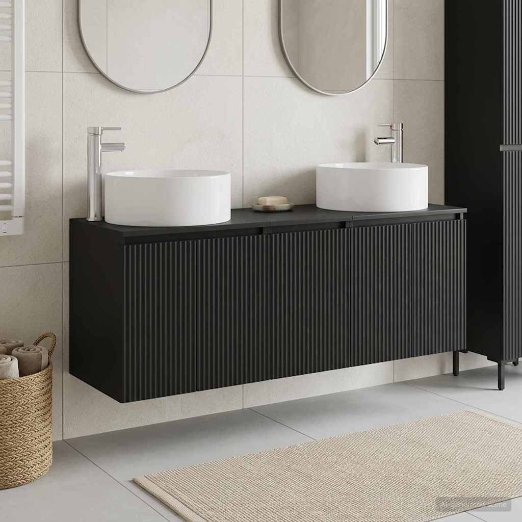 Baderomsskapsett 3 stk. Svart 49,5 x 44,5 x 65,5 cm