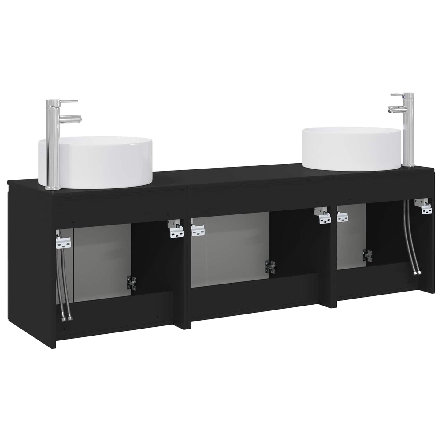 Baderomsskapsett 3 stk. Svart 49,5 x 44,5 x 65,5 cm