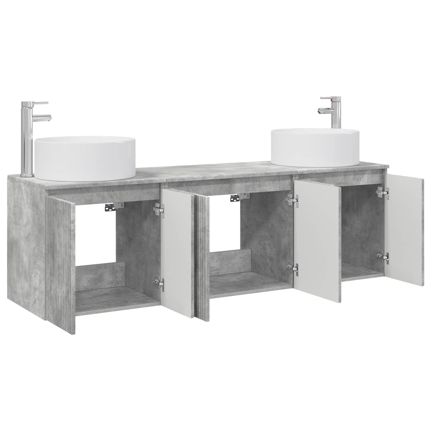 Baderomsskapsett 3 stk. Betonggrå 49,5 x 44,5 x 65,5 cm