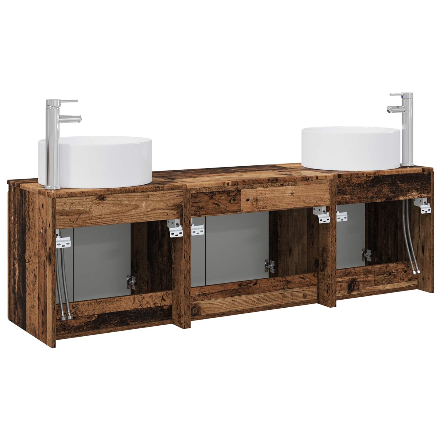Baderomsskapsett 3 stk. Gammelt tre 49,5 x 44,5 x 65,5 cm