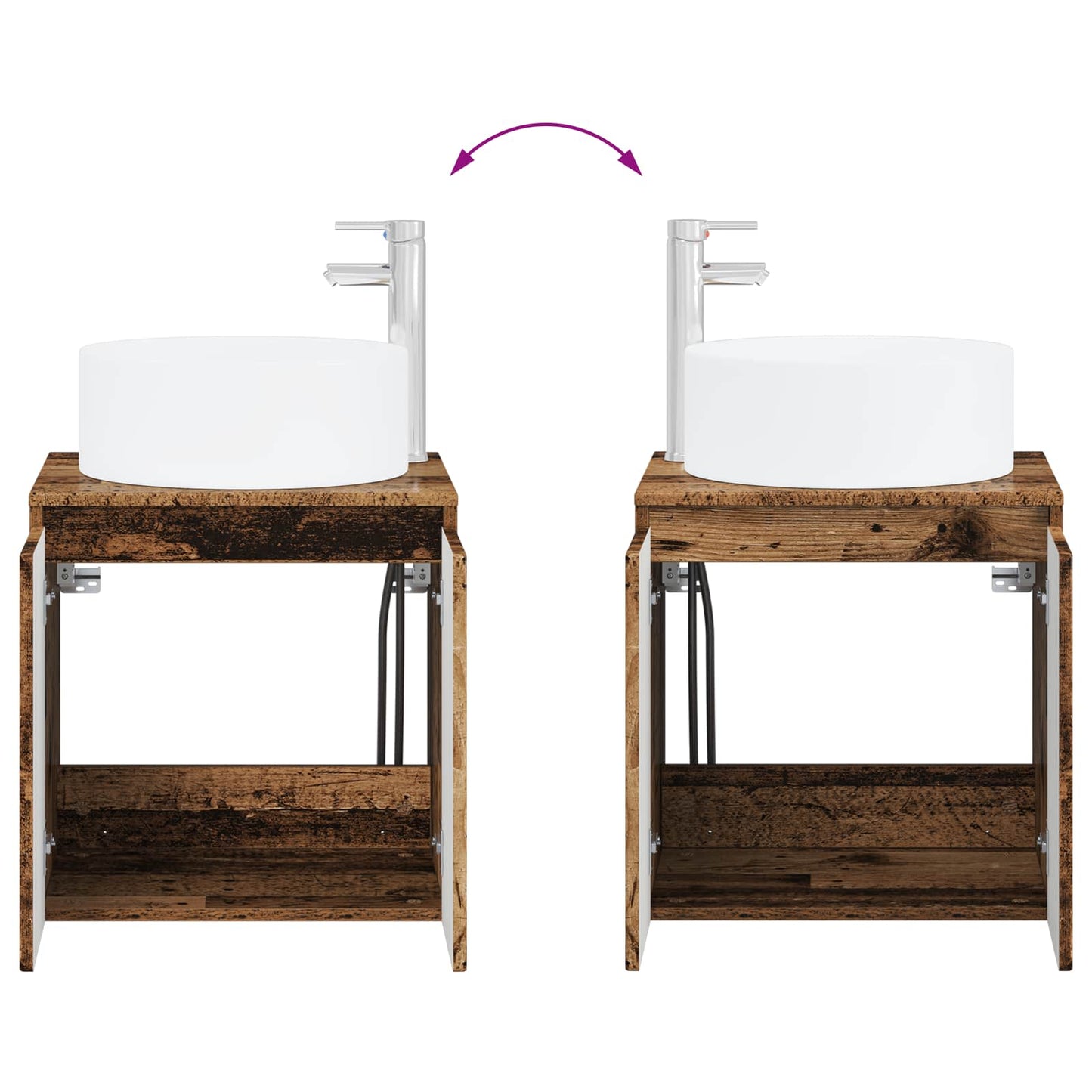 Baderomsskapsett 3 stk. Gammelt tre 49,5 x 44,5 x 65,5 cm