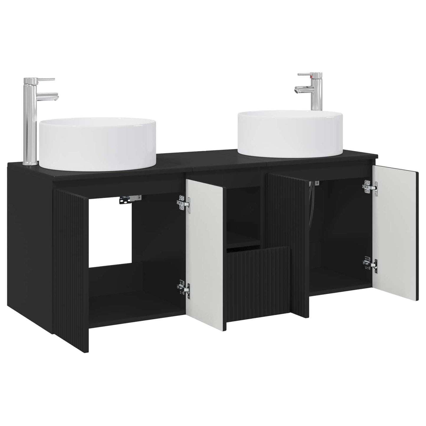Baderomsskapsett 3 stk. Svart 49,5 x 44,5 x 65,5 cm