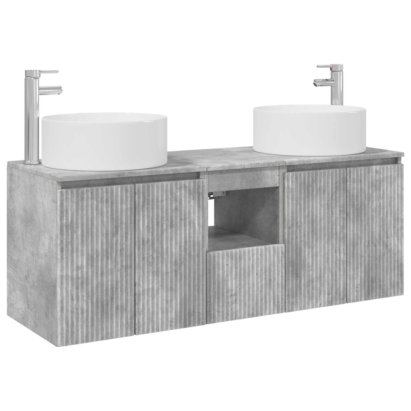 Baderomsskapsett 3 stk. Betonggrå 49,5 x 44,5 x 65,5 cm