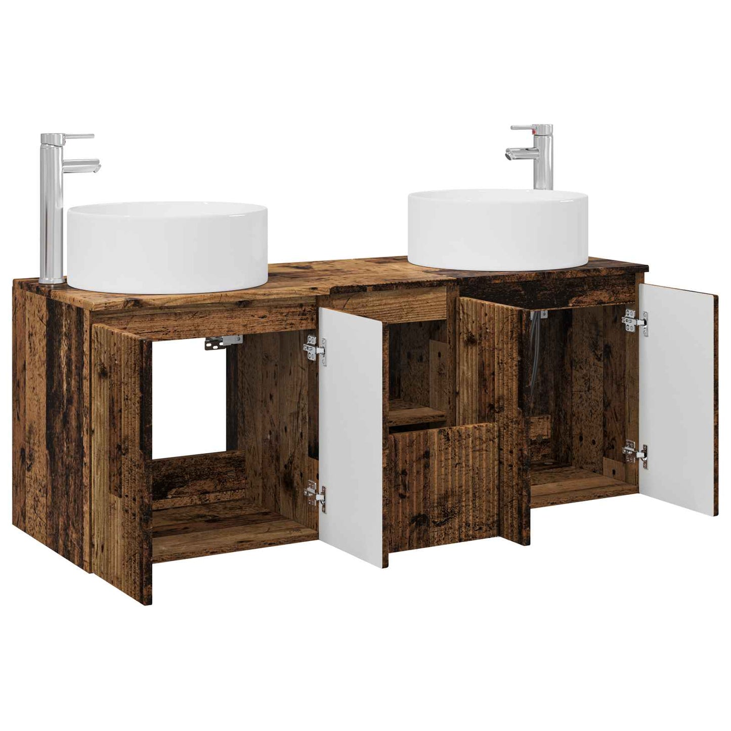 Baderomsskapsett 3 stk. Gammelt tre 49,5 x 44,5 x 65,5 cm