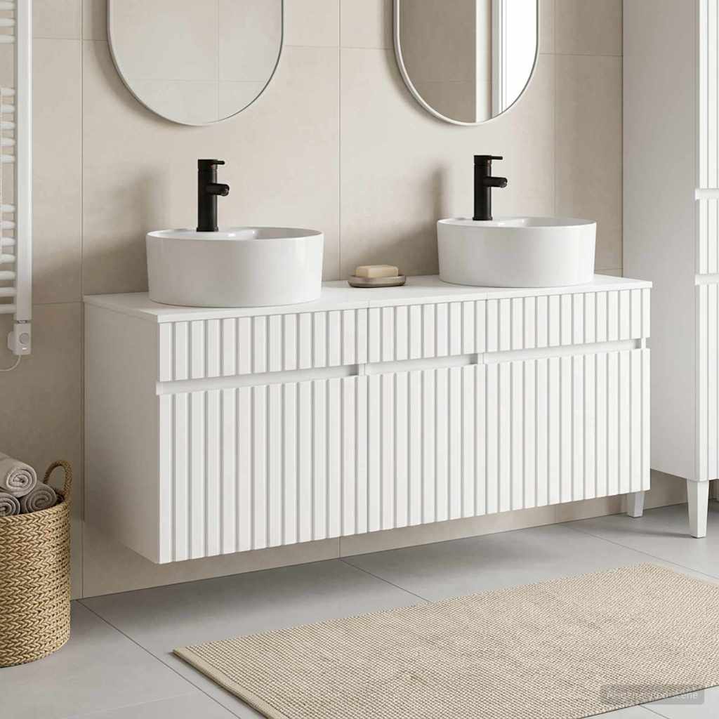 Baderomsskapsett 3 stk. Hvit 49 x 44,5 x 65 cm Konstruert tre