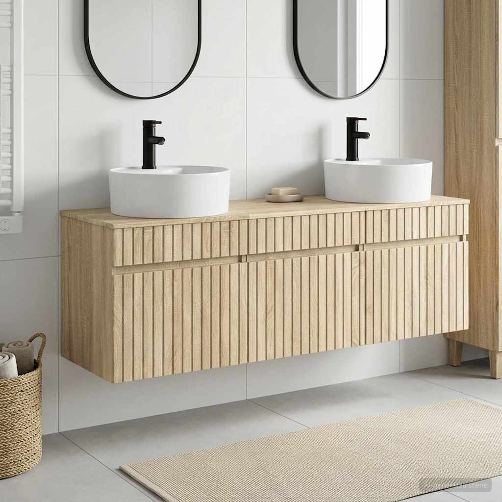 Baderomsskapsett 3 stk. Sonoma eik 49 x 44,5 x 65 cm