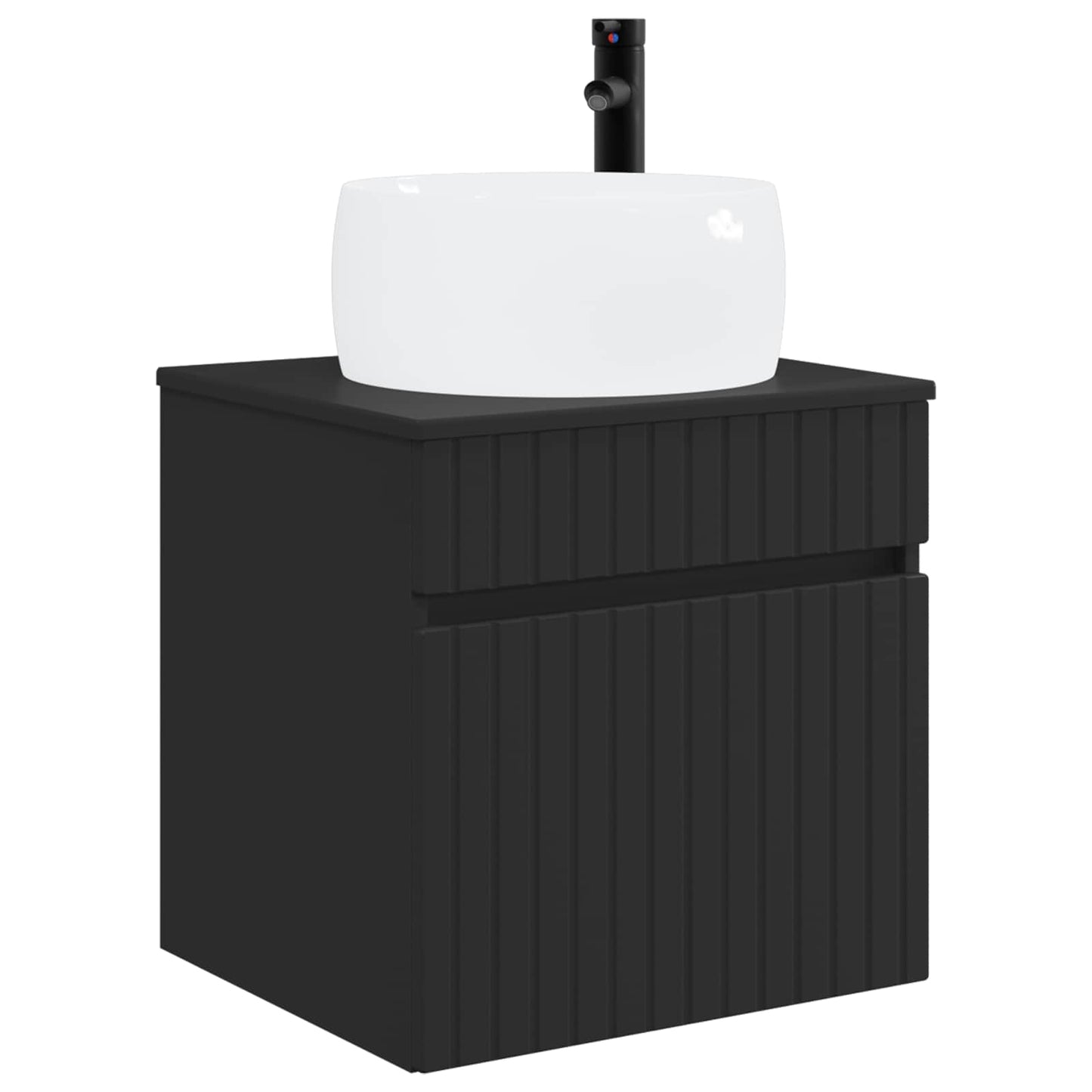 Baderomsskapsett 3 stk. Svart 49 x 44,5 x 66 cm Konstruert tre