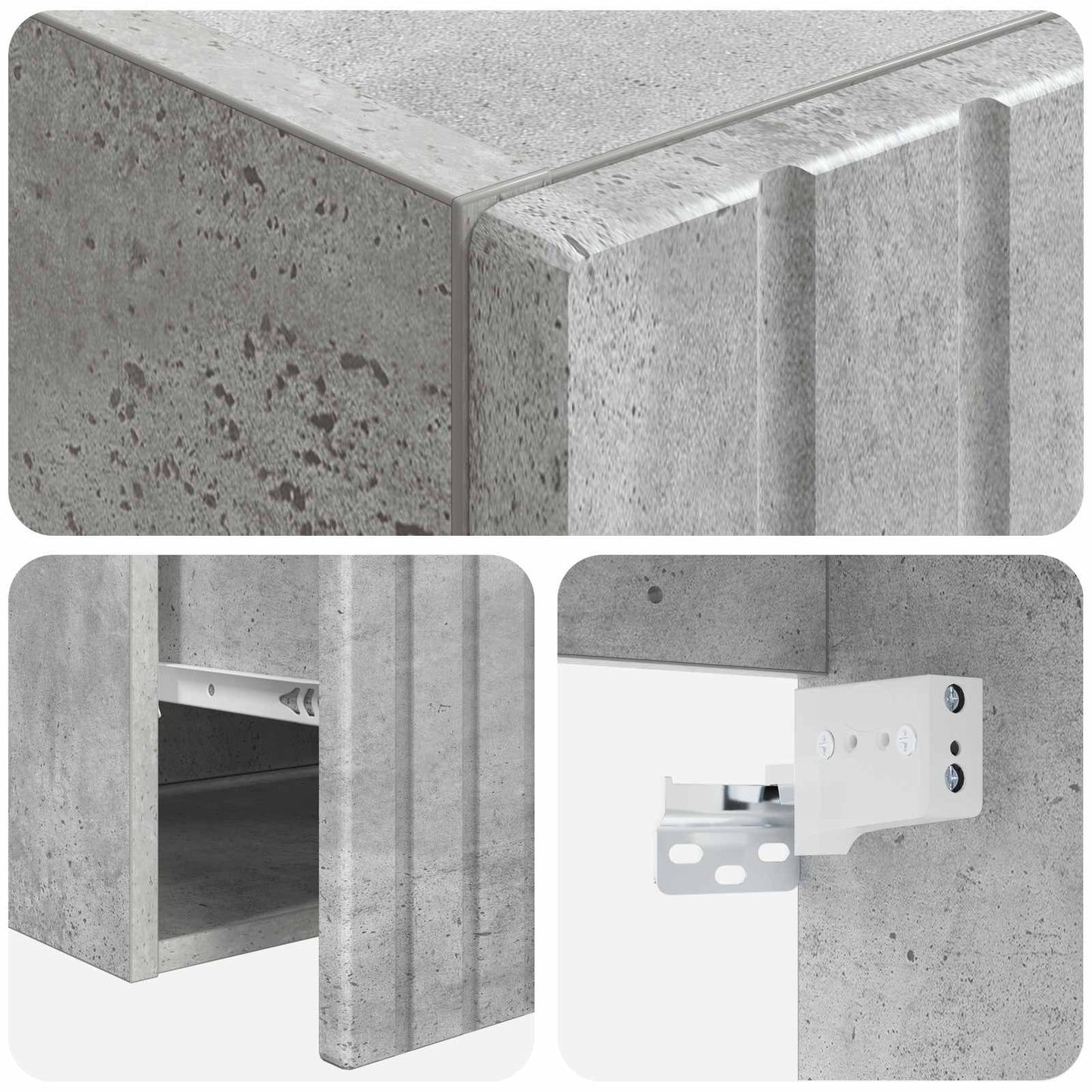 Baderomsskapsett 3 stk. Betonggrå 49 x 44,5 x 66 cm