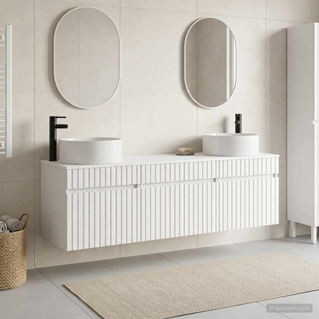 Baderomsskapsett 3 stk. Hvit 49 x 44,5 x 65,5 cm Konstruert tre