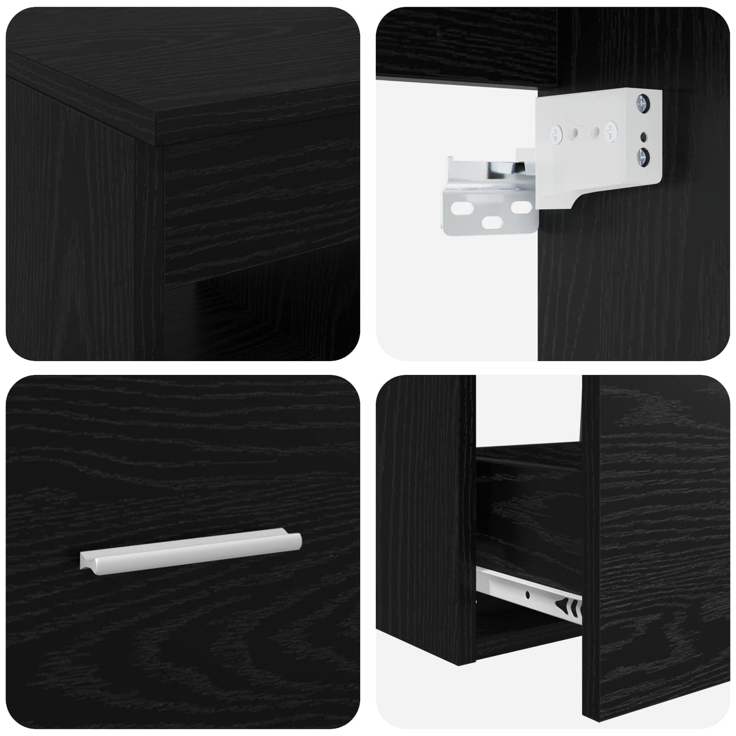 Baderomsskapsett 3 stk. Svart eik 49,5 x 35 x 63 cm
