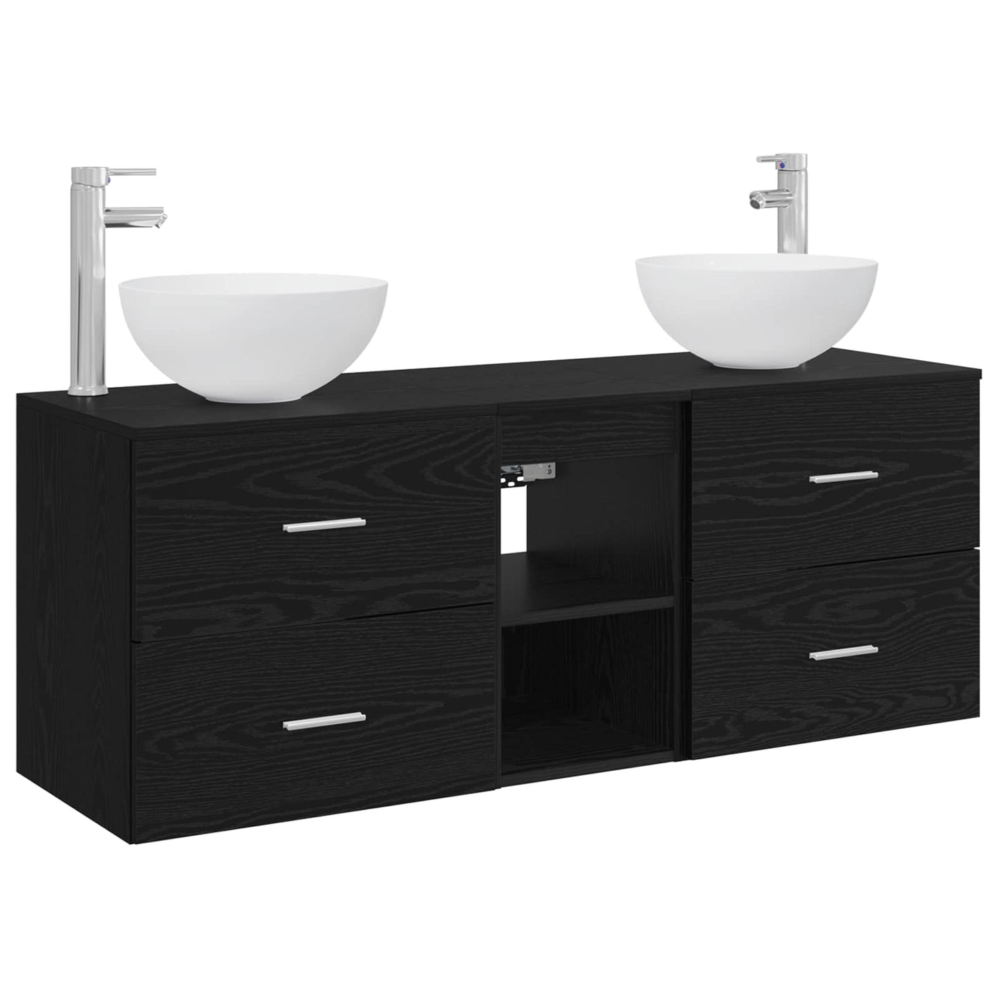 Baderomsskapsett 3 stk. Svart eik 49,5 x 35 x 63 cm