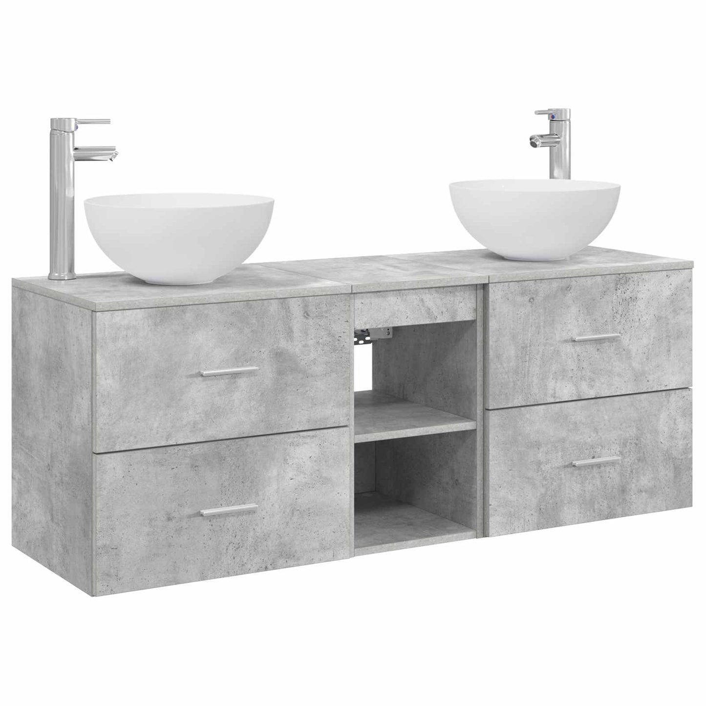 Baderomsskapsett 3 stk. Betonggrå 49,5 x 35 x 63 cm