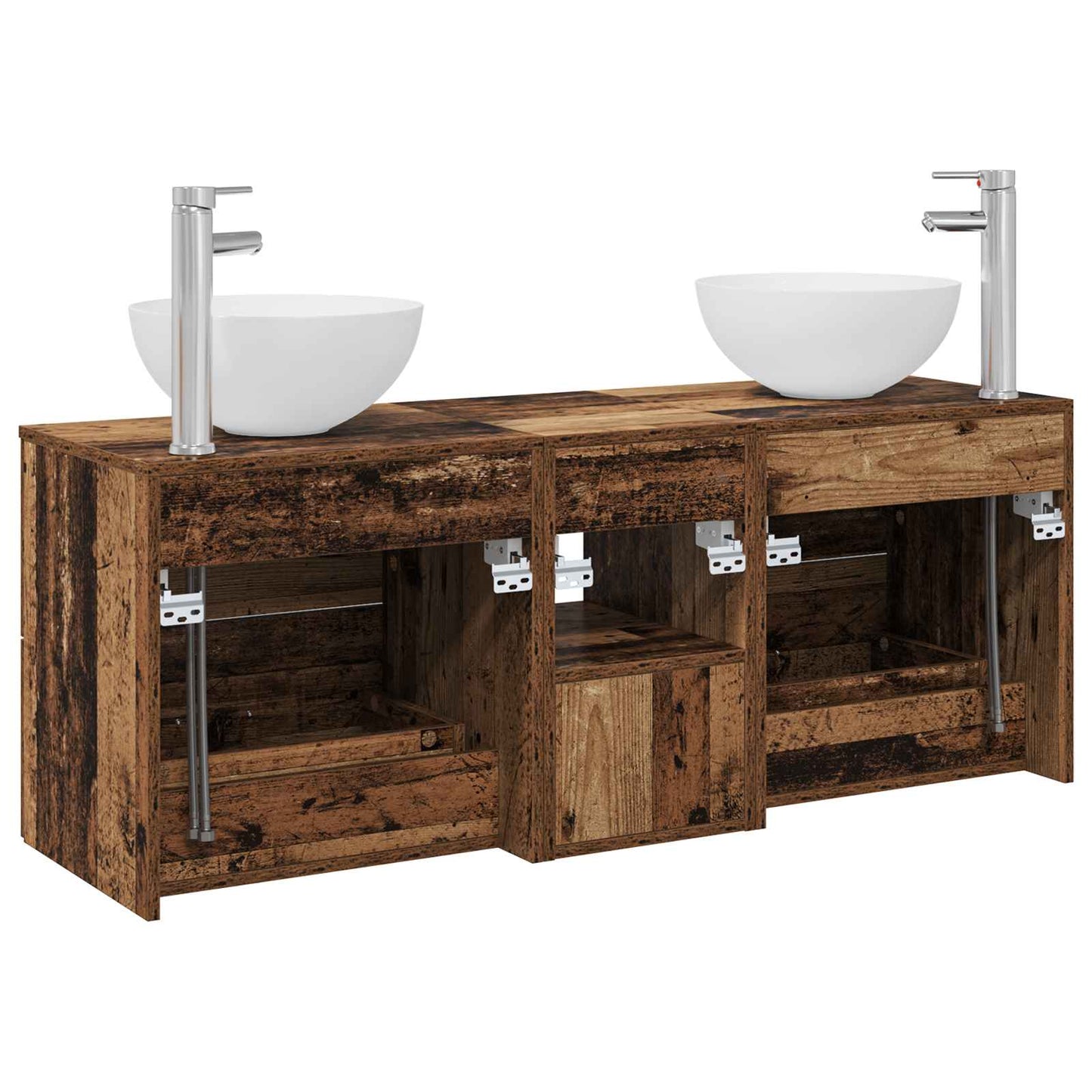 Baderomsskapsett 3 stk. Gammelt tre 49,5 x 35 x 63 cm