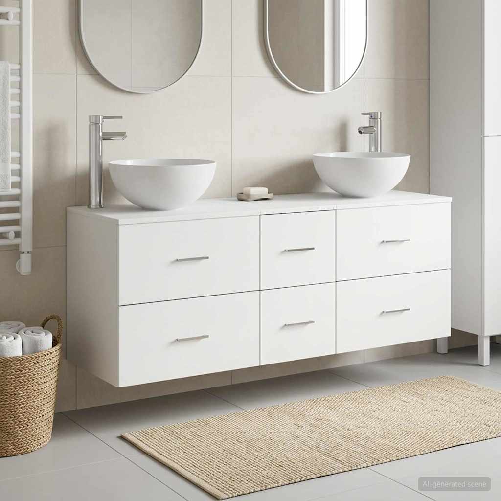Baderomsskapsett 3 stk. Hvit 49,5 x 35 x 63 cm Konstruert tre