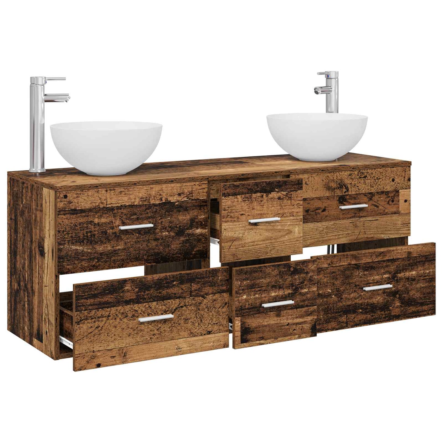 Baderomsskapsett 3 stk. Gammelt tre 49,5 x 35 x 63 cm