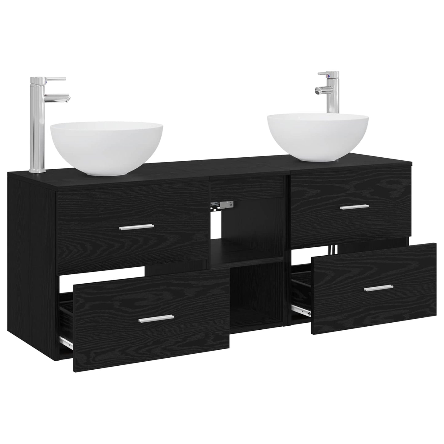 Baderomsskapsett 3 stk. Svart eik 49,5 x 41 x 64,5 cm