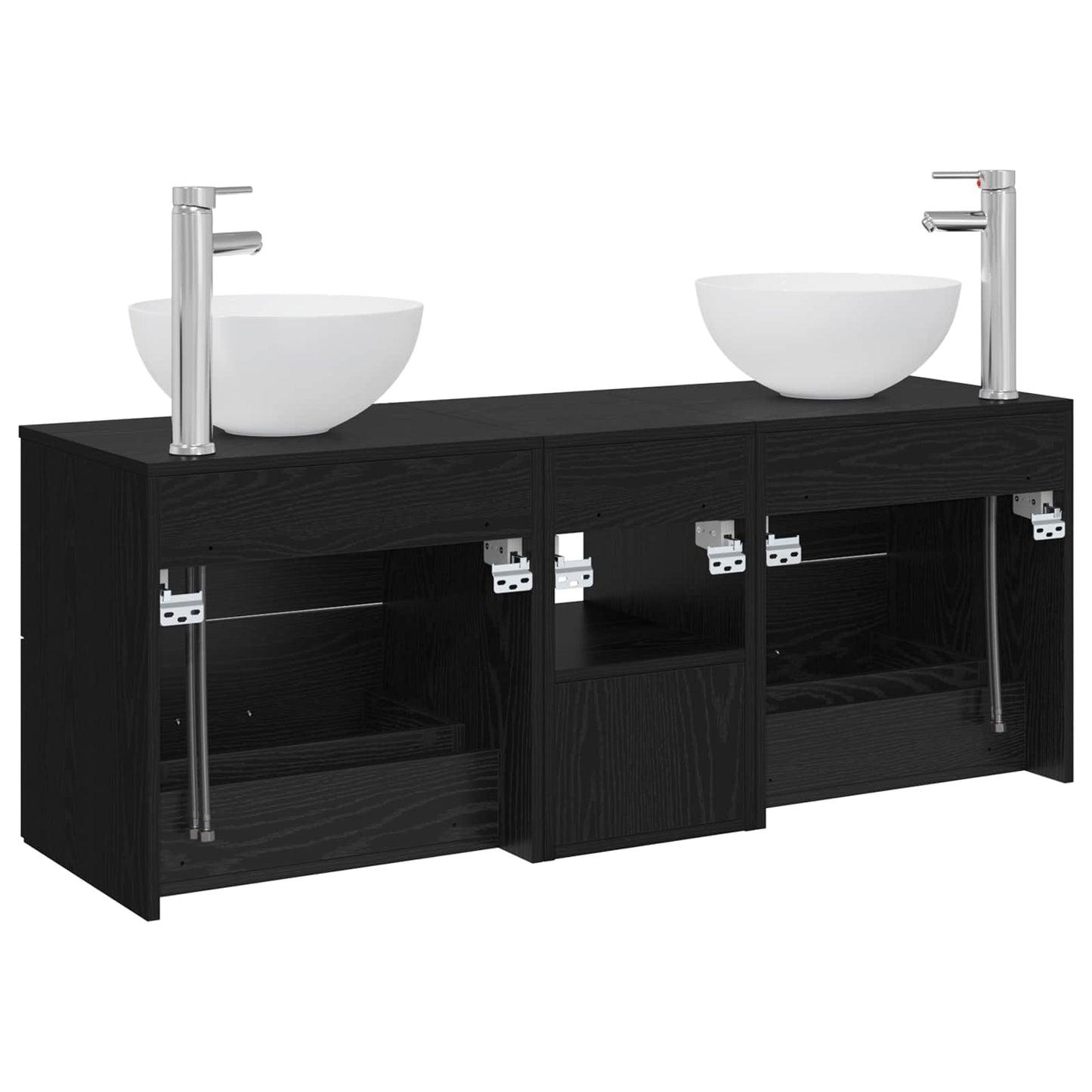 Baderomsskapsett 3 stk. Svart eik 49,5 x 41 x 64,5 cm