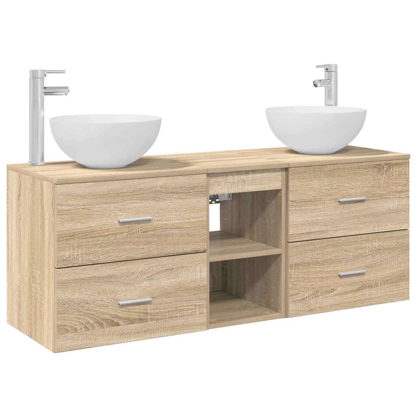 Baderomsskapsett 3 stk. Sonoma eik 49,5 x 41 x 64,5 cm