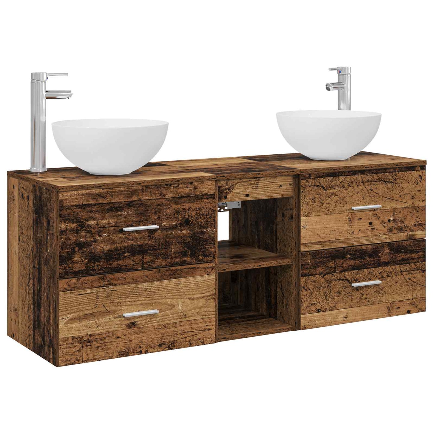 Baderomsskapsett 3 stk. Gammelt tre 49,5 x 41 x 64,5 cm