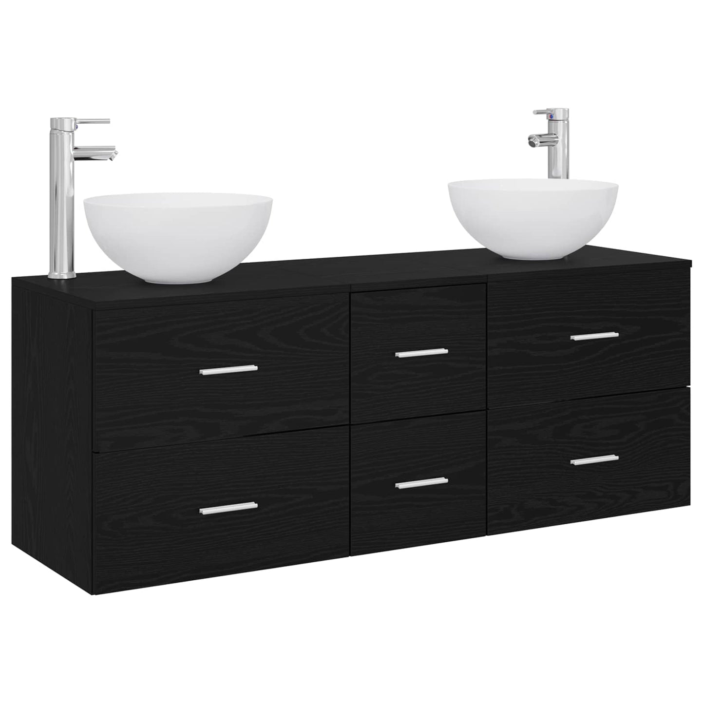 Baderomsskapsett 3 stk. Svart eik 49,5 x 41 x 64,5 cm
