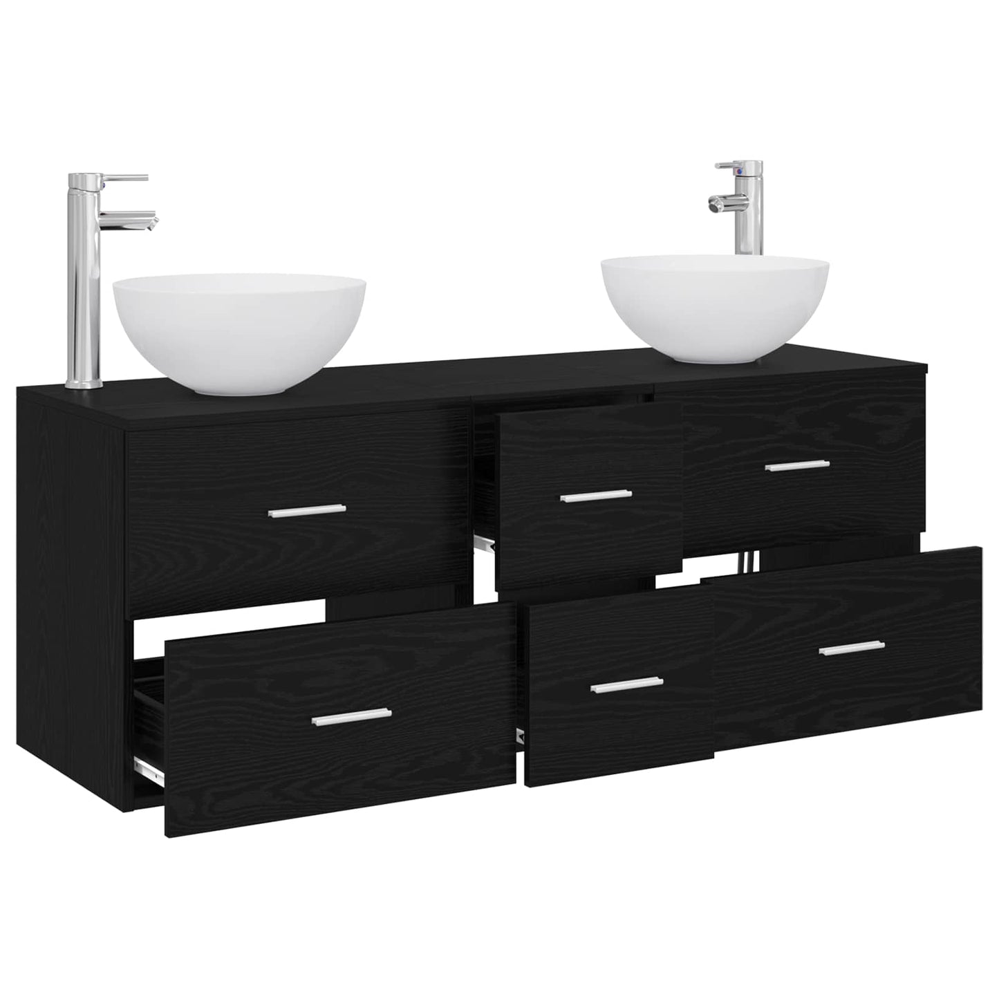 Baderomsskapsett 3 stk. Svart eik 49,5 x 41 x 64,5 cm