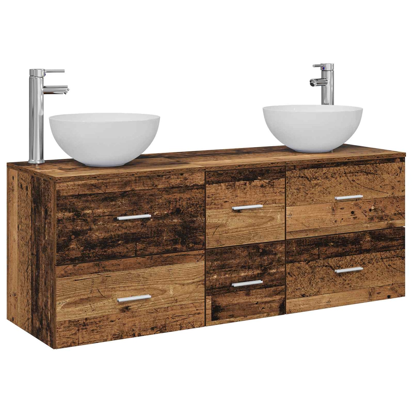 Baderomsskapsett 3 stk. Gammelt tre 49,5 x 41 x 64,5 cm
