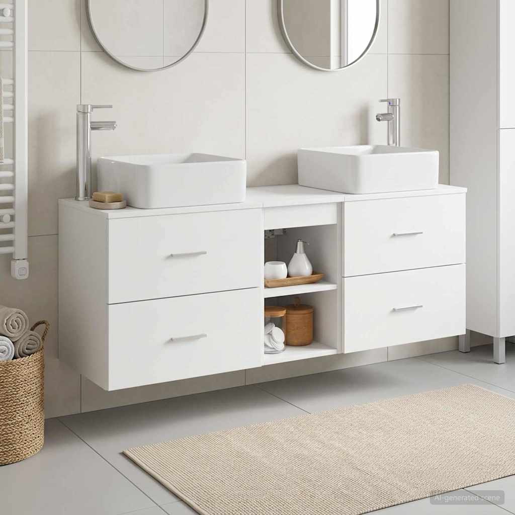Baderomsskapsett 3 stk. Hvit 49,5 x 41 x 63 cm Konstruert tre