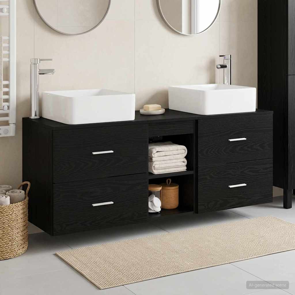 Baderomsskapsett 3 stk. Svart eik 49,5 x 41 x 63 cm