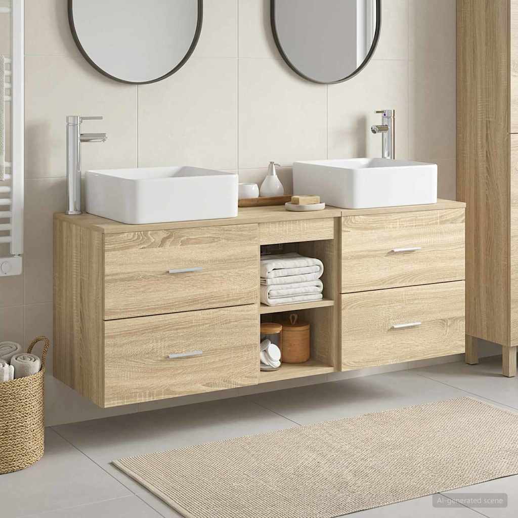 Baderomsskapsett 3 stk. Sonoma eik 49,5 x 41 x 63 cm