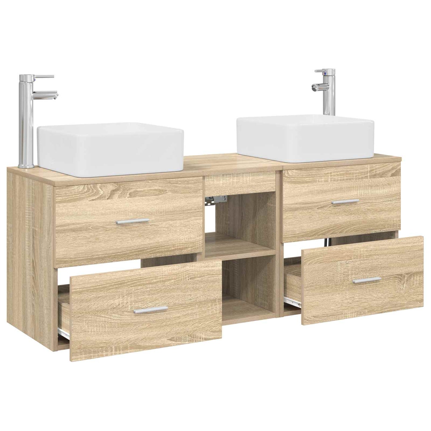 Baderomsskapsett 3 stk. Sonoma eik 49,5 x 41 x 63 cm