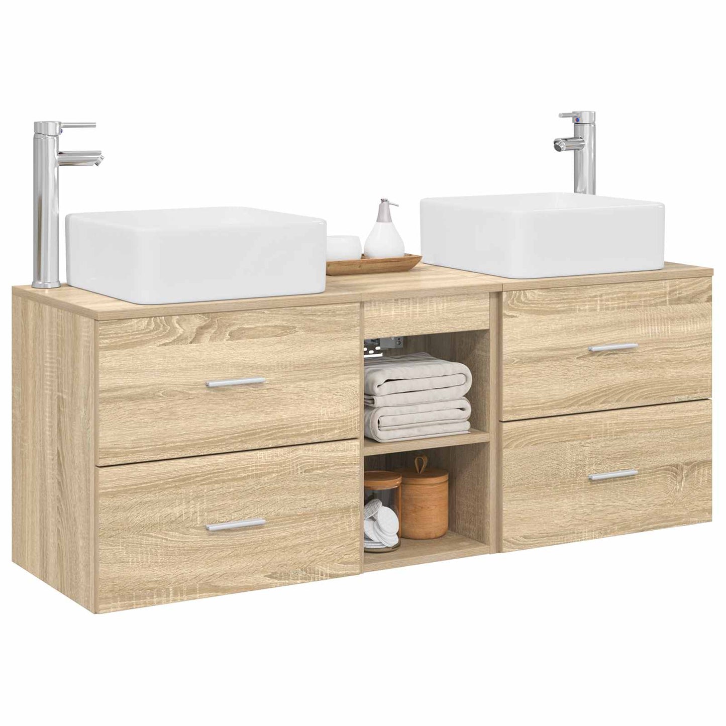 Baderomsskapsett 3 stk. Sonoma eik 49,5 x 41 x 63 cm