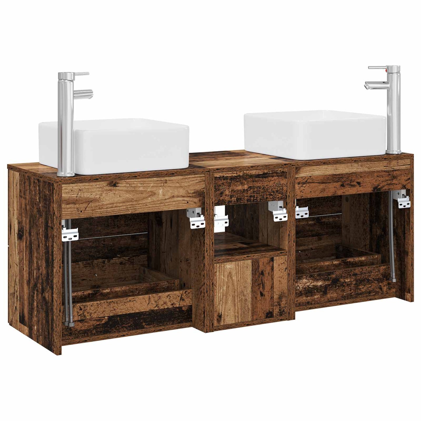 Baderomsskapsett 3 stk. Gammelt tre 49,5 x 41 x 63 cm