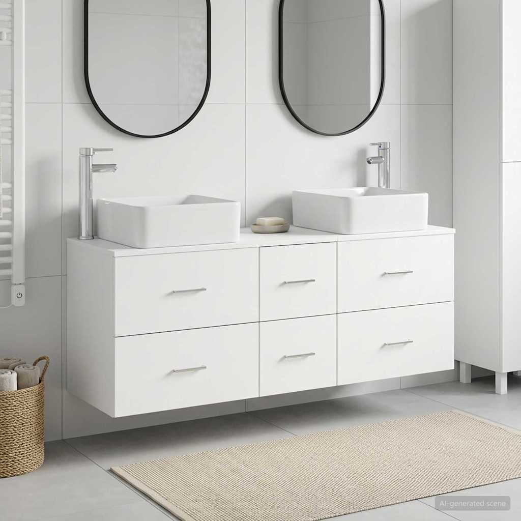 Baderomsskapsett 3 stk. Hvit 49,5 x 41 x 63 cm Konstruert tre