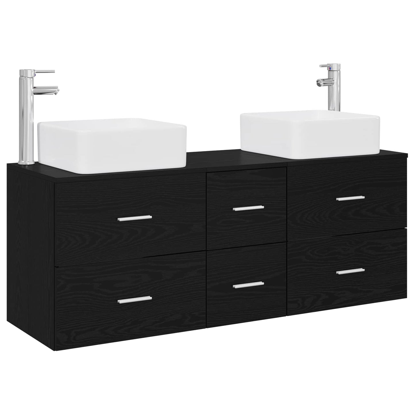 Baderomsskapsett 3 stk. Svart 49,5 x 41 x 63 cm Konstruert tre