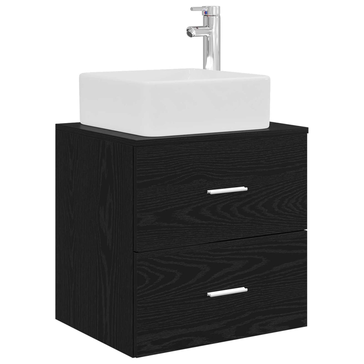 Baderomsskapsett 3 stk. Svart 49,5 x 41 x 63 cm Konstruert tre