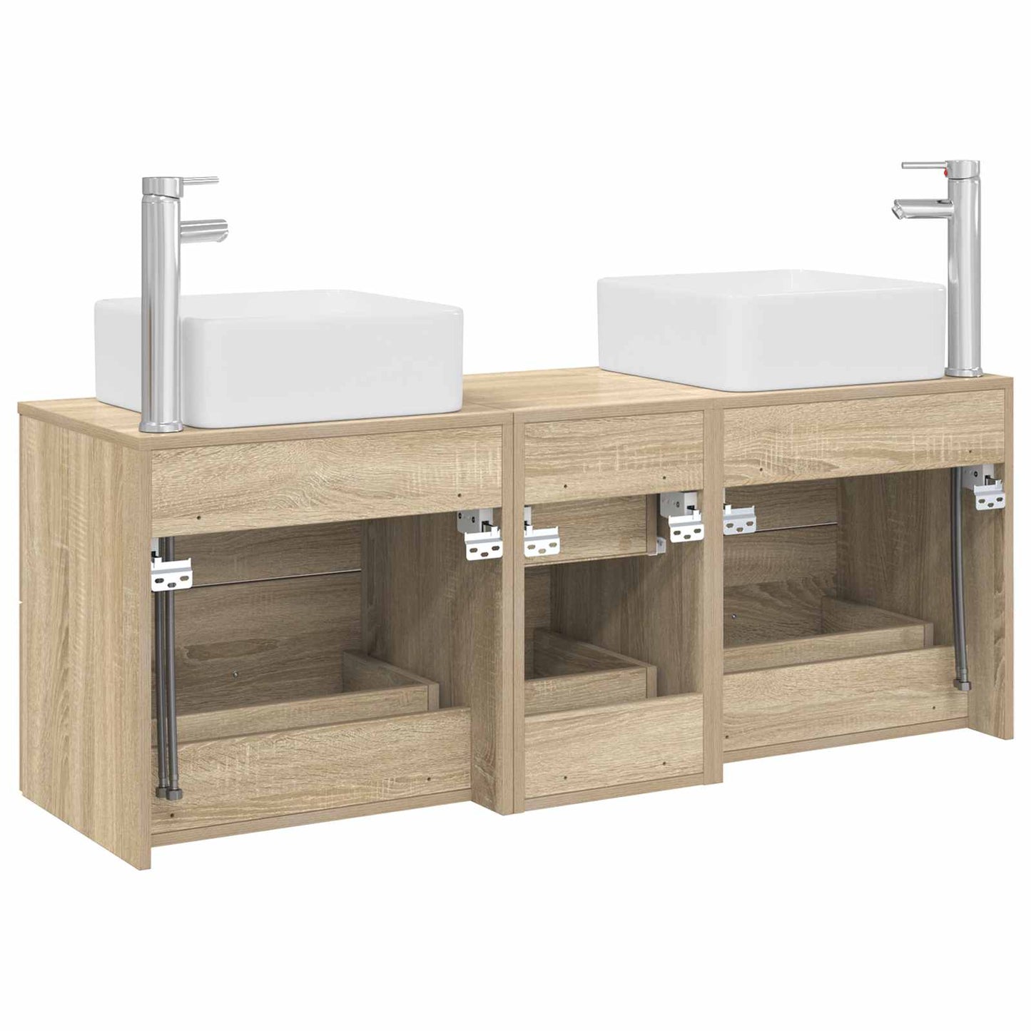 Baderomsskapsett 3 stk. Sonoma eik 49,5 x 41 x 63 cm