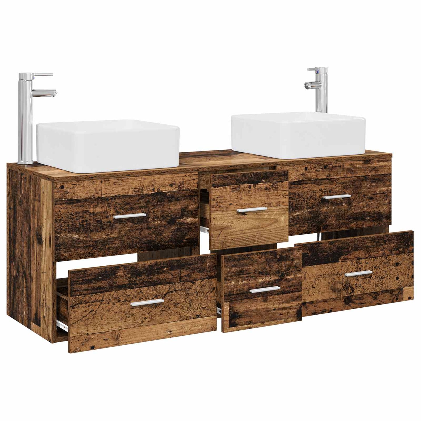 Baderomsskapsett 3 stk. Gammelt tre 49,5 x 41 x 63 cm