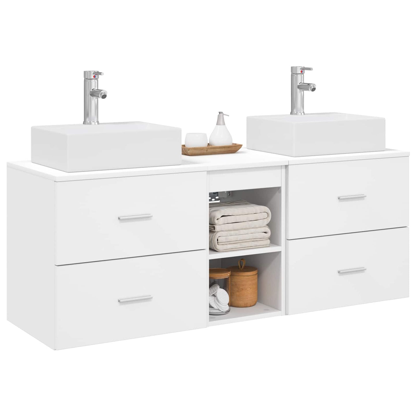 Baderomsskapsett 3 stk. Hvit 49,5 x 41 x 62,5 cm Konstruert tre