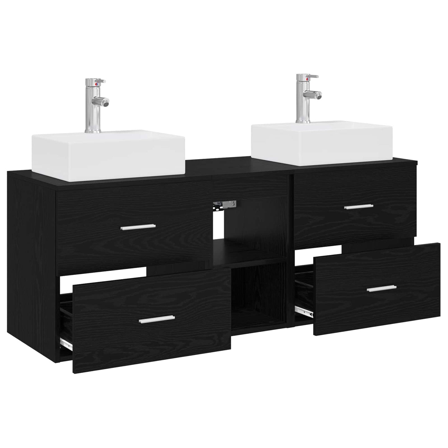 Baderomsskapsett 3 stk. Svart 49,5 x 41 x 62,5 cm