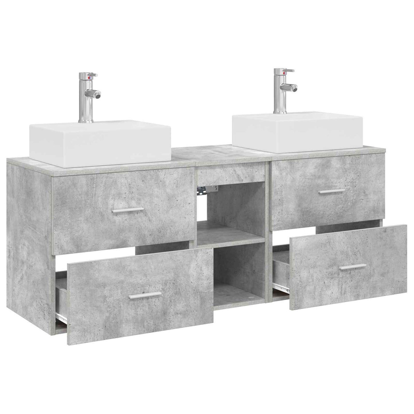 Baderomsskapsett 3 stk. Betonggrå 49,5 x 41 x 62,5 cm